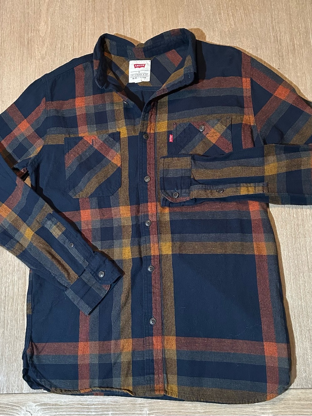 Levi's Men's Navy Plaid Button-Up Flannel Jacket Size S